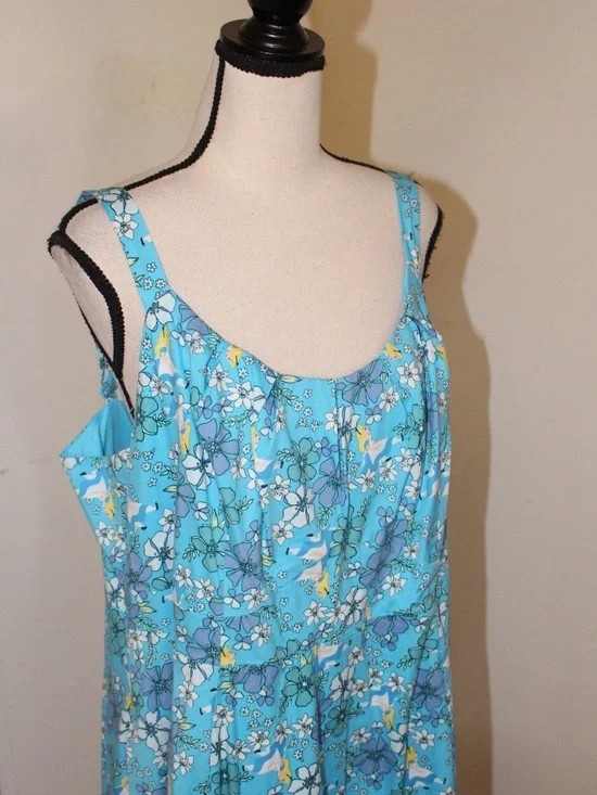 Disney, Torrid Alice in Wonderland Aqua Blue Floral Strappy Dress - Picture 5 of 11